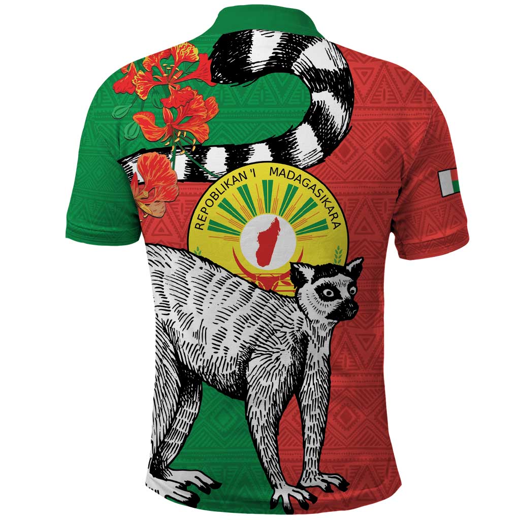 Happy Madagasikara Independence Day Polo Shirt Ring-Tailed Lemur With Seal