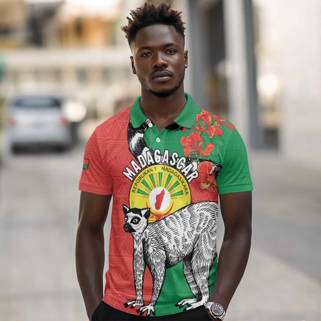 Happy Madagasikara Independence Day Polo Shirt Ring-Tailed Lemur With Seal
