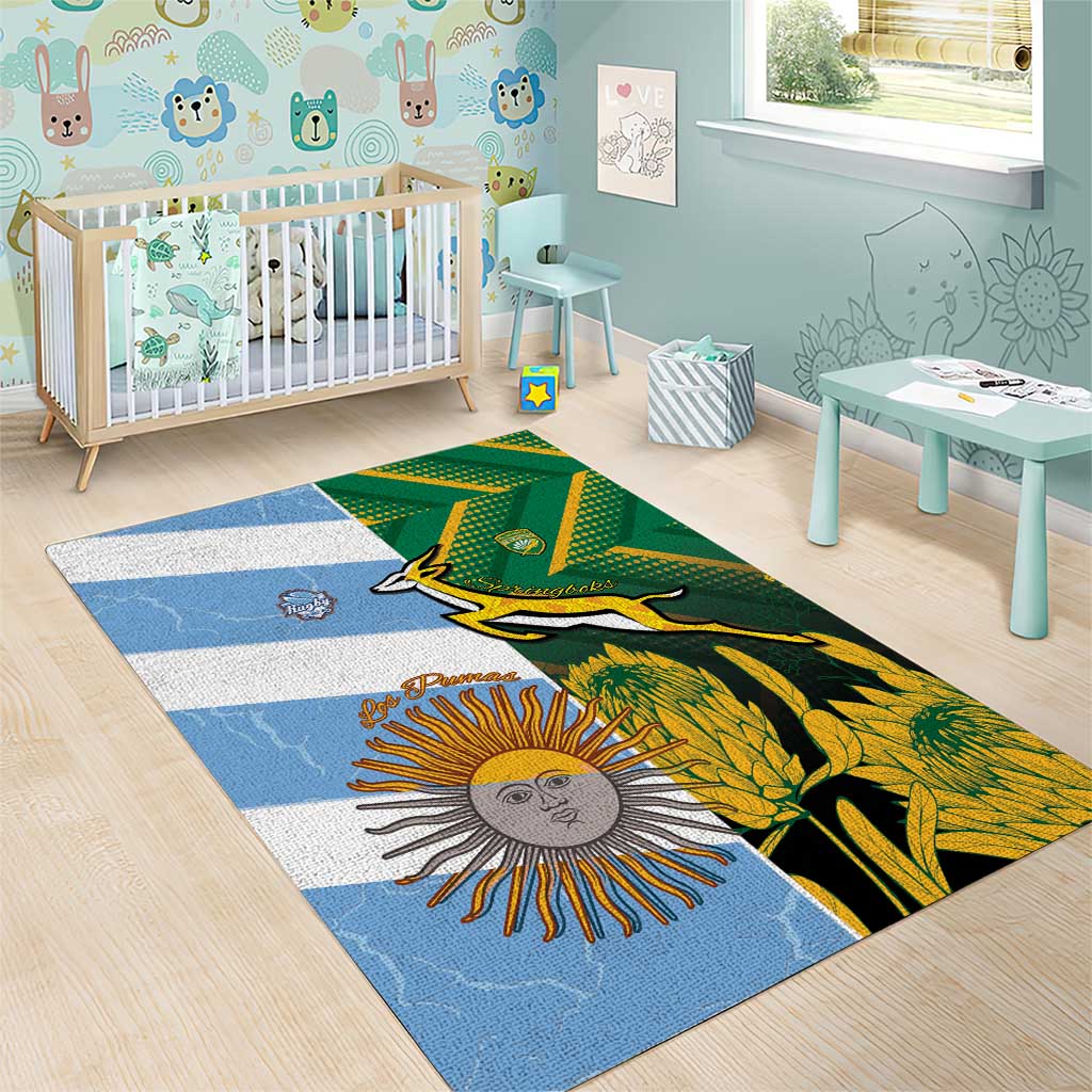 South Africa and Argentina Rugby Area Rug Sporty Style