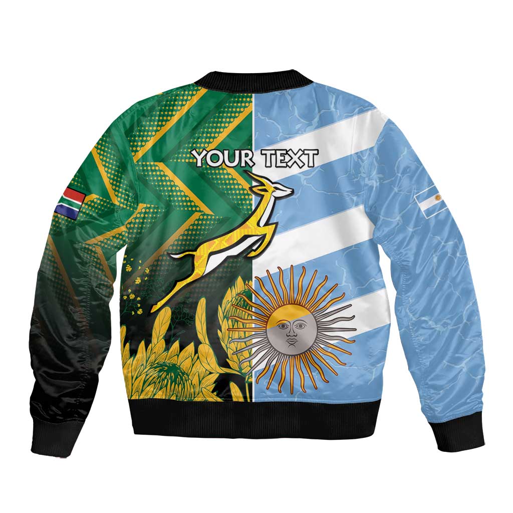 South Africa and Argentina Rugby Personalised Bomber Jacket Sporty Style