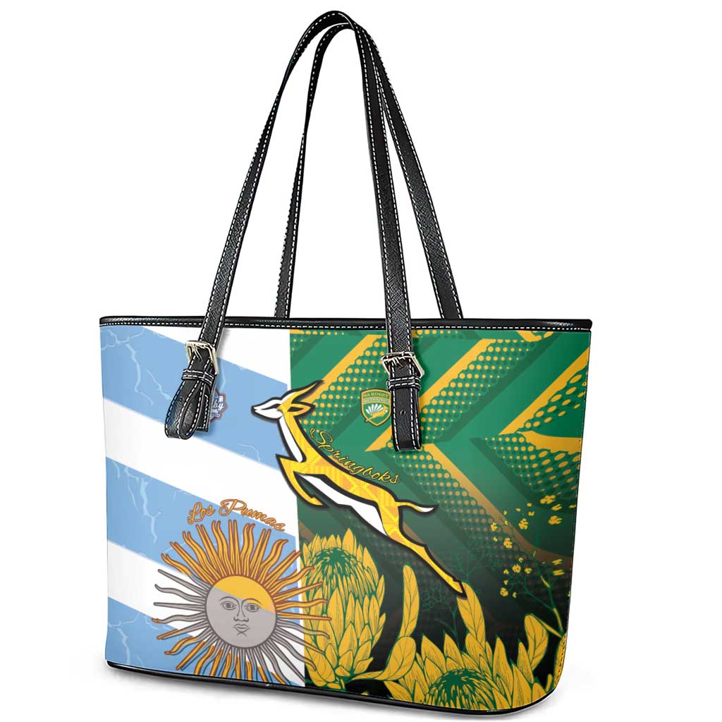 South Africa and Argentina Rugby Leather Tote Bag Sporty Style