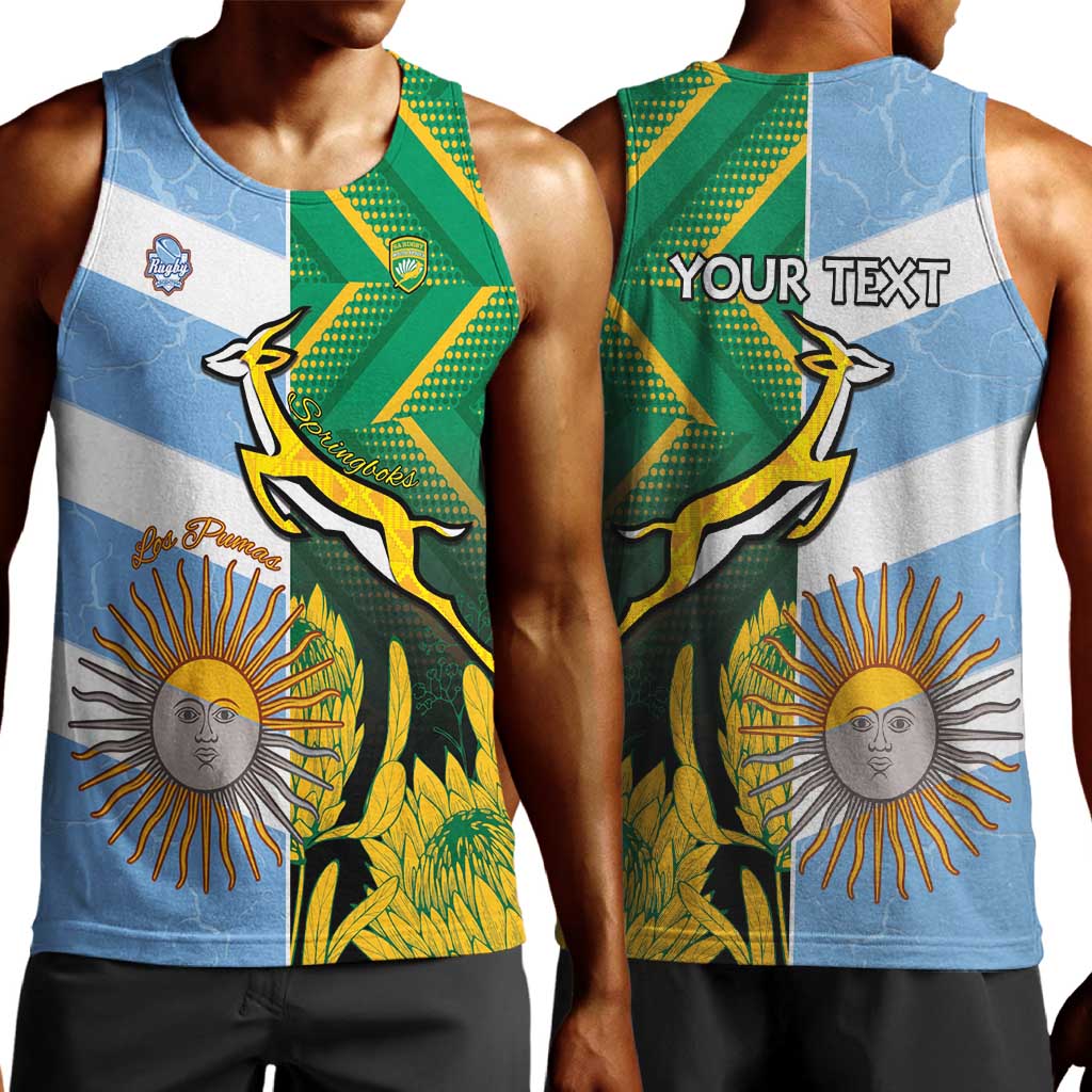 South Africa and Argentina Rugby Personalised Men Tank Top Sporty Style