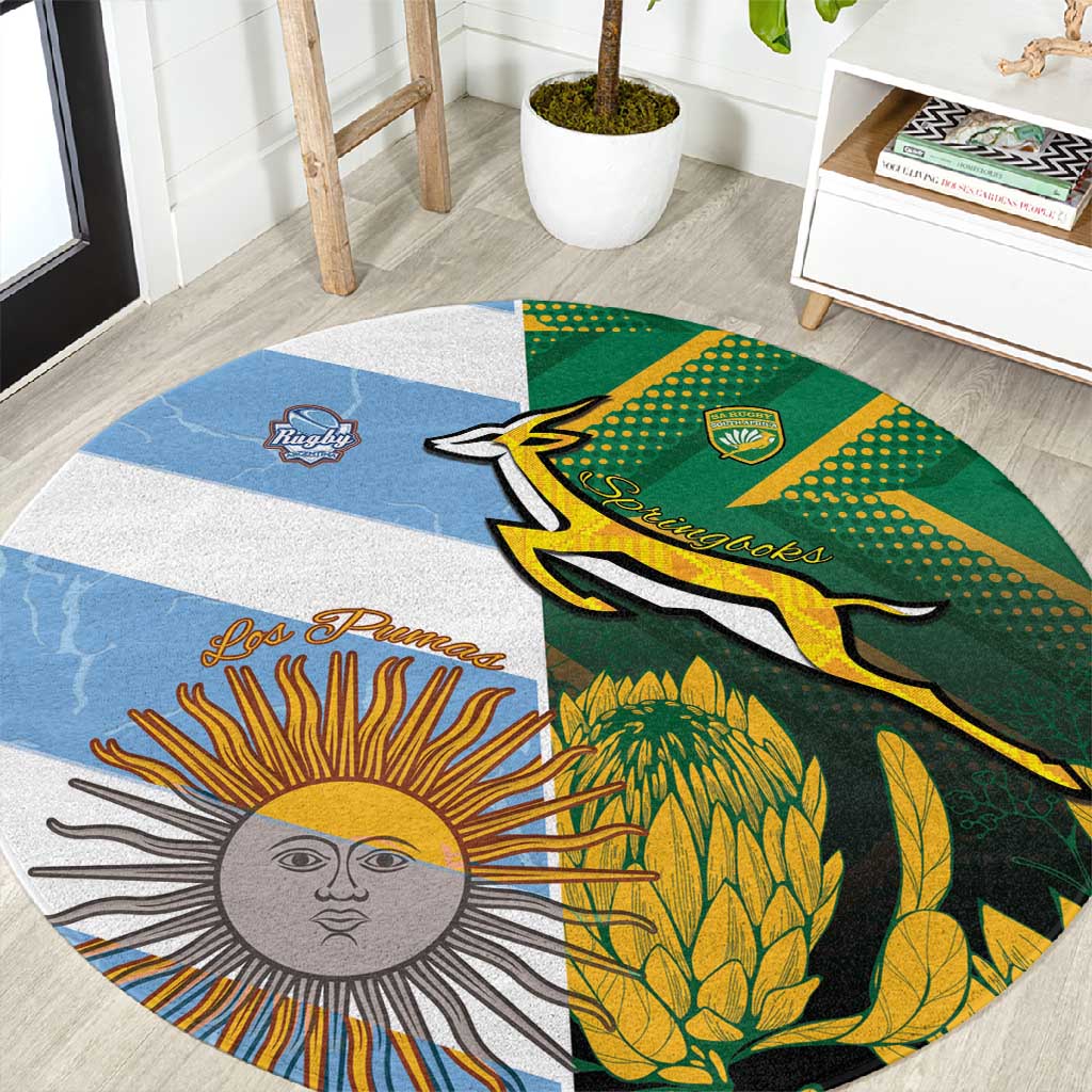 South Africa and Argentina Rugby Round Carpet Sporty Style