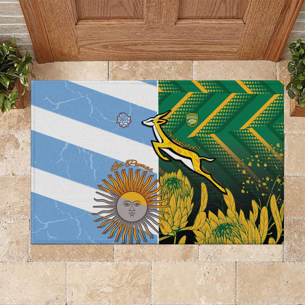 South Africa and Argentina Rugby Rubber Doormat Sporty Style