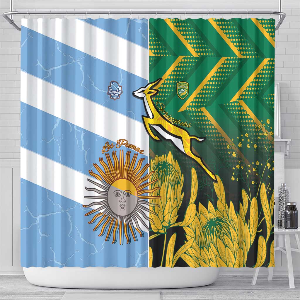South Africa and Argentina Rugby Shower Curtain Sporty Style