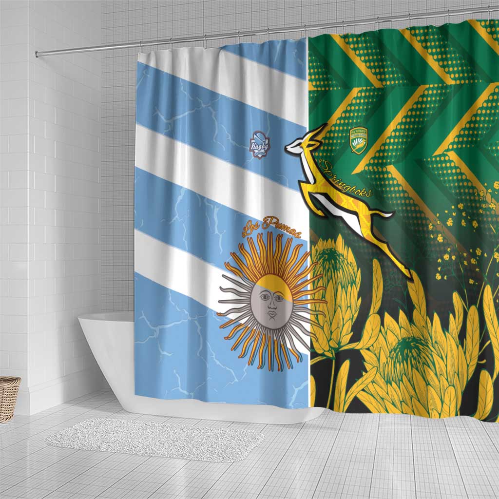 South Africa and Argentina Rugby Shower Curtain Sporty Style