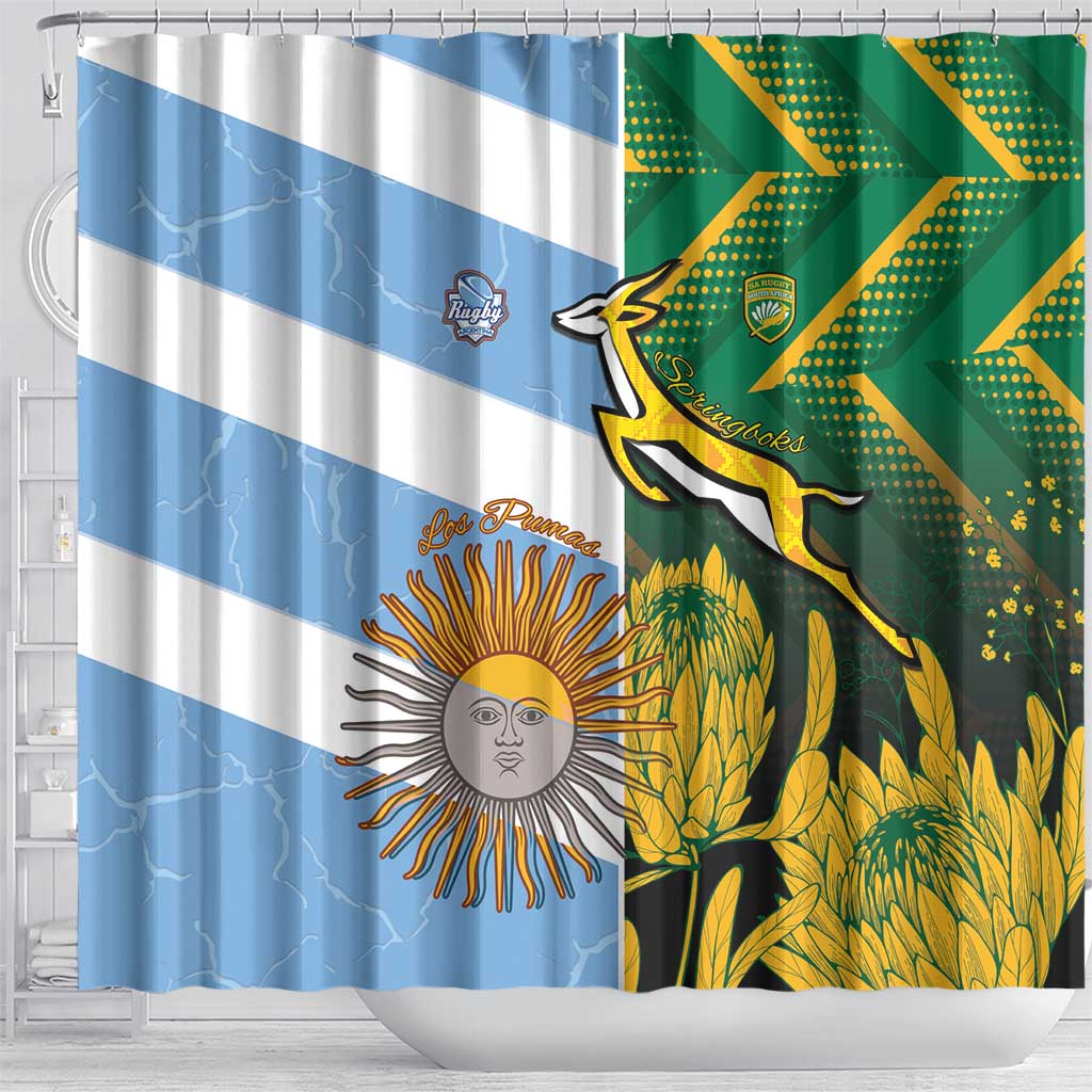 South Africa and Argentina Rugby Shower Curtain Sporty Style