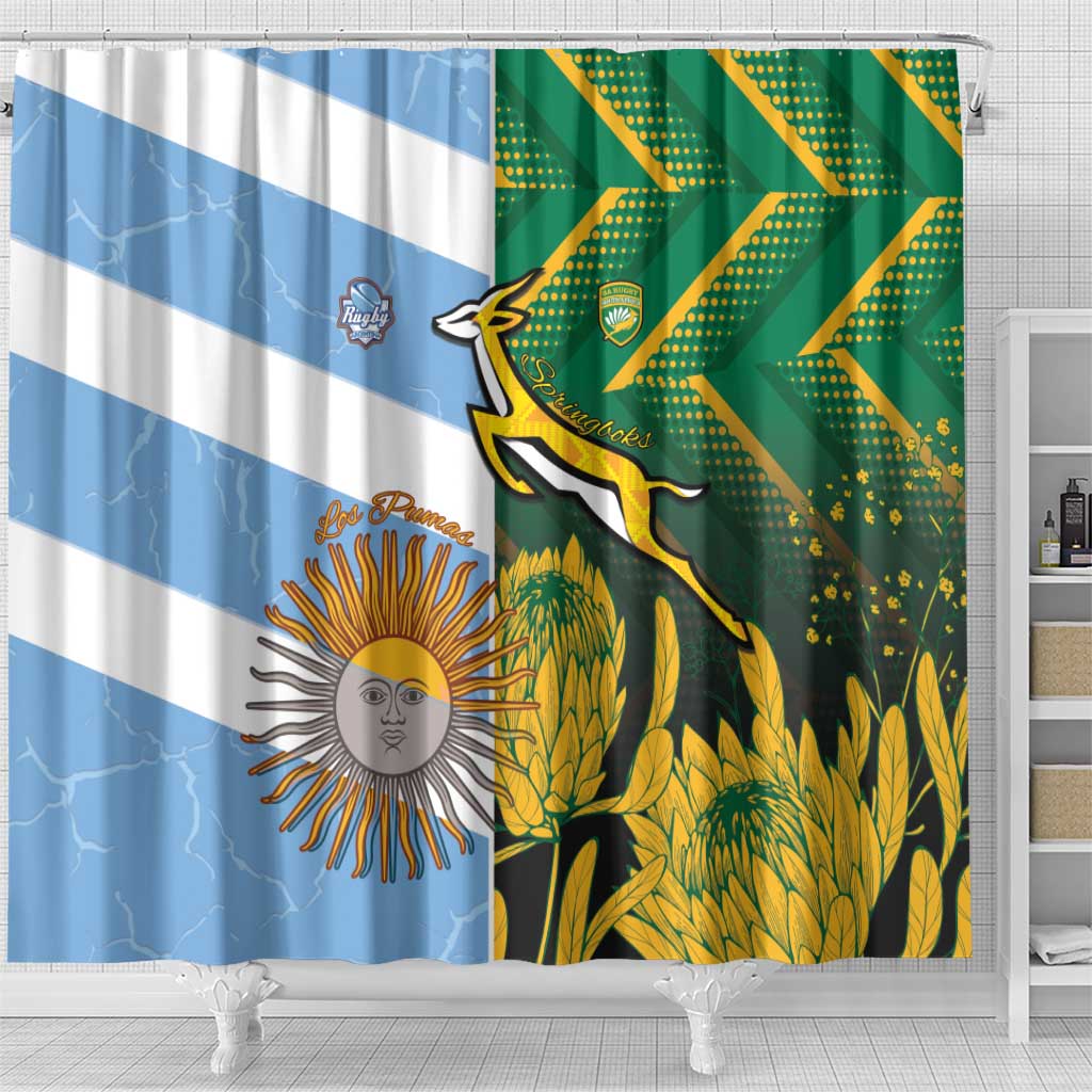 South Africa and Argentina Rugby Shower Curtain Sporty Style