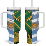 South Africa and Argentina Rugby Personalised Tumbler With Handle Sporty Style