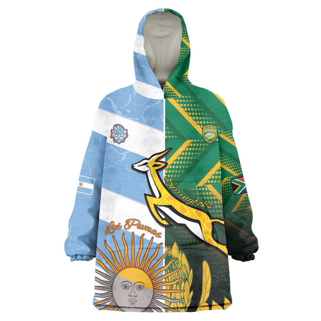South Africa and Argentina Rugby Personalised Wearable Blanket Hoodie Sporty Style