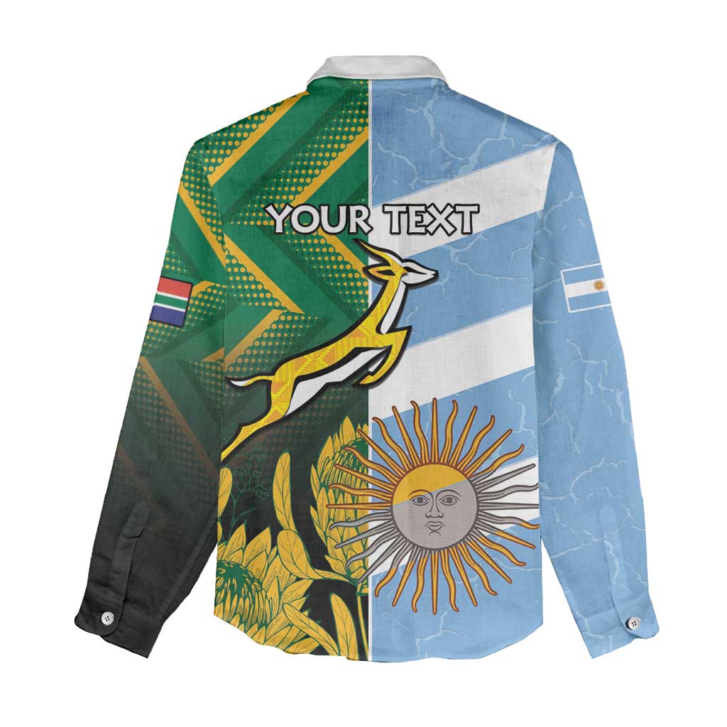 South Africa and Argentina Rugby Personalised Women Casual Shirt Sporty Style