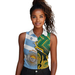 South Africa and Argentina Rugby Personalised Women Sleeveless Polo Shirt Sporty Style