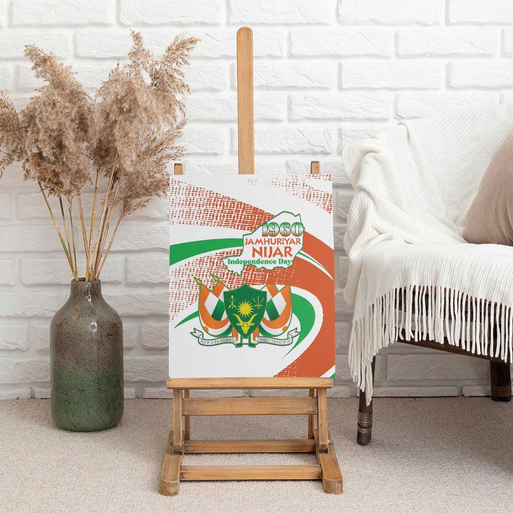 Happy Jamhuriyar Nijar Independence Day Canvas Wall Art Coat Of Arm With Niger Map