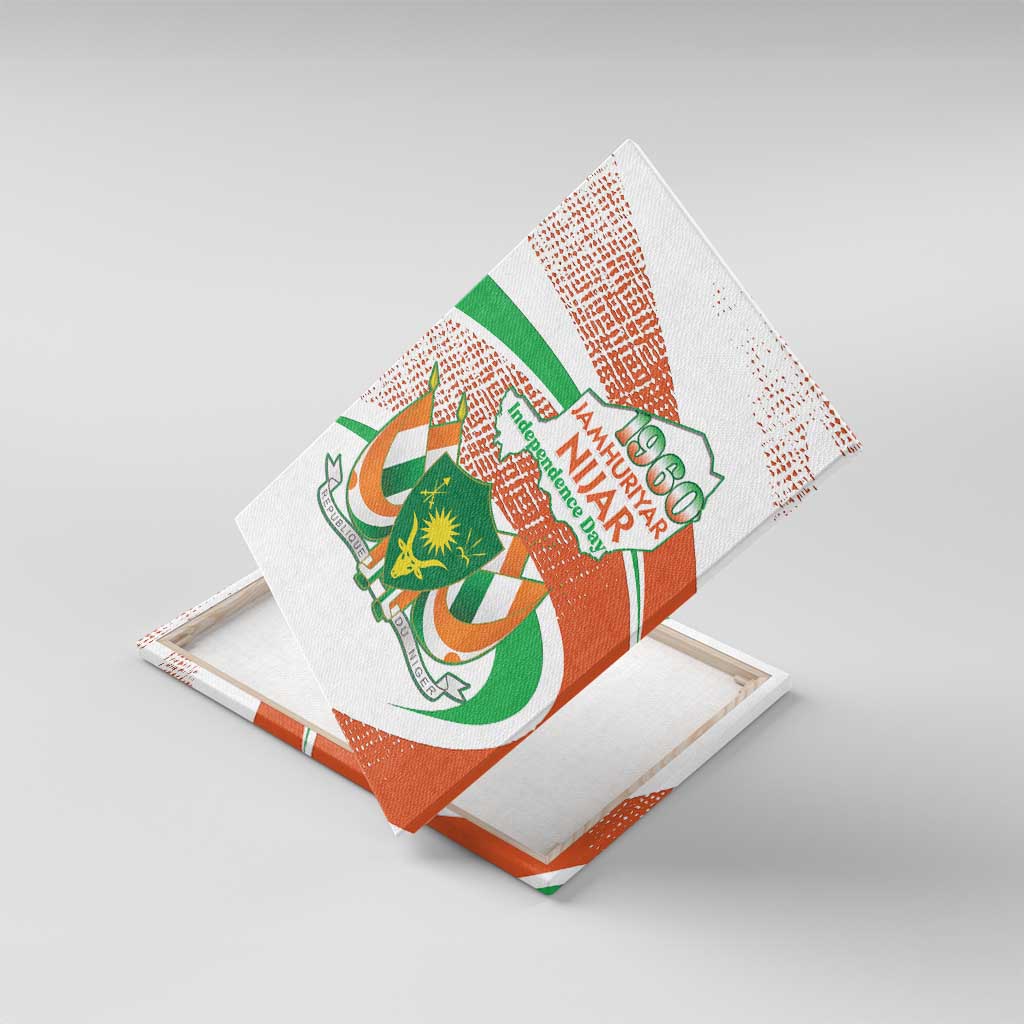 Happy Jamhuriyar Nijar Independence Day Canvas Wall Art Coat Of Arm With Niger Map