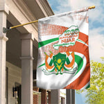 Happy Jamhuriyar Nijar Independence Day Garden Flag Coat Of Arm With Niger Map