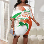 Personalized Happy Jamhuriyar Nijar Independence Day Off Shoulder Short Dress Coat Of Arm With Niger Map