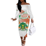 Personalized Happy Jamhuriyar Nijar Independence Day Off The Shoulder Long Sleeve Dress Coat Of Arm With Niger Map