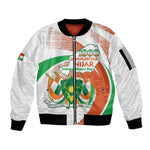 Personalized Happy Jamhuriyar Nijar Independence Day Sleeve Zip Bomber Jacket Coat Of Arm With Niger Map
