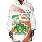 Personalized Happy Jamhuriyar Nijar Independence Day Wearable Blanket Hoodie Coat Of Arm With Niger Map