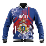 Personalized Second Anpi an Ayiti Baseball Jacket Imperial Haiti Coat Of Arms Tropical Flowers
