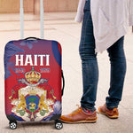 Second Anpi an Ayiti Luggage Cover Imperial Haiti Coat Of Arms Tropical Flowers