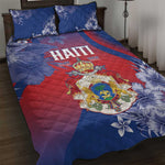 Second Anpi an Ayiti Quilt Bed Set Imperial Haiti Coat Of Arms Tropical Flowers