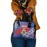 Second Anpi an Ayiti Shoulder Handbag Imperial Haiti Coat Of Arms Tropical Flowers