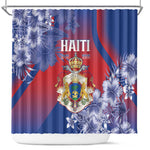 Second Anpi an Ayiti Shower Curtain Imperial Haiti Coat Of Arms Tropical Flowers