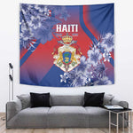Second Anpi an Ayiti Tapestry Imperial Haiti Coat Of Arms Tropical Flowers