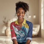Personalised Afro Seychelles Women Casual Shirt Sailfish With Coat Of Arms LT15