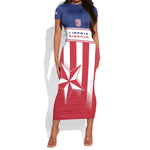 Custom Liberia Football Short Sleeve Bodycon Dress Sporty Style LT15
