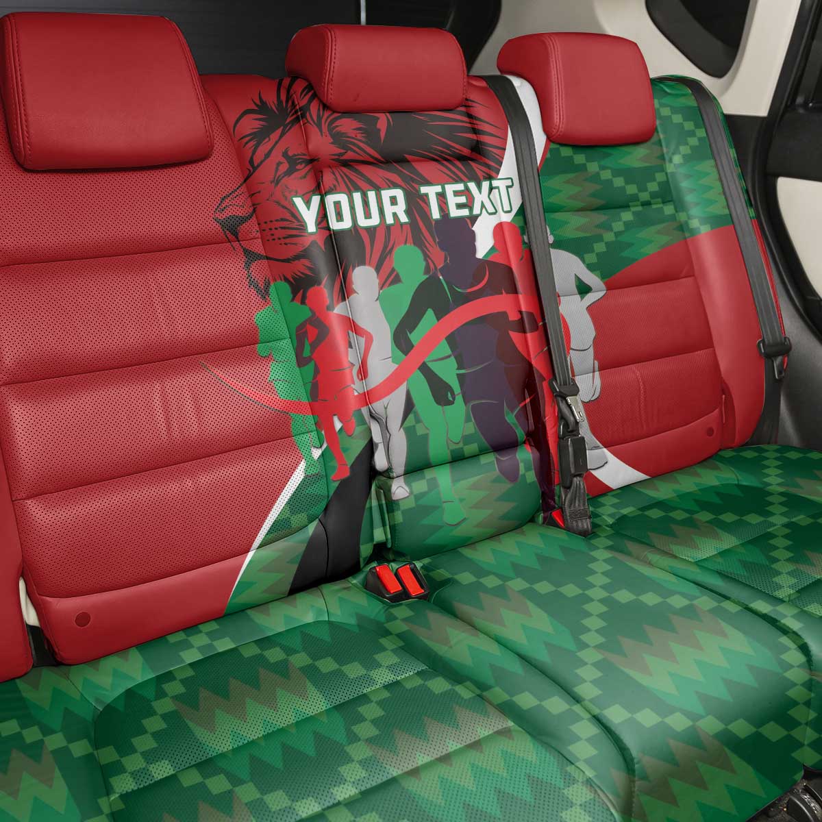Personalised Athletics Kenya Back Car Seat Cover Kente Pattern