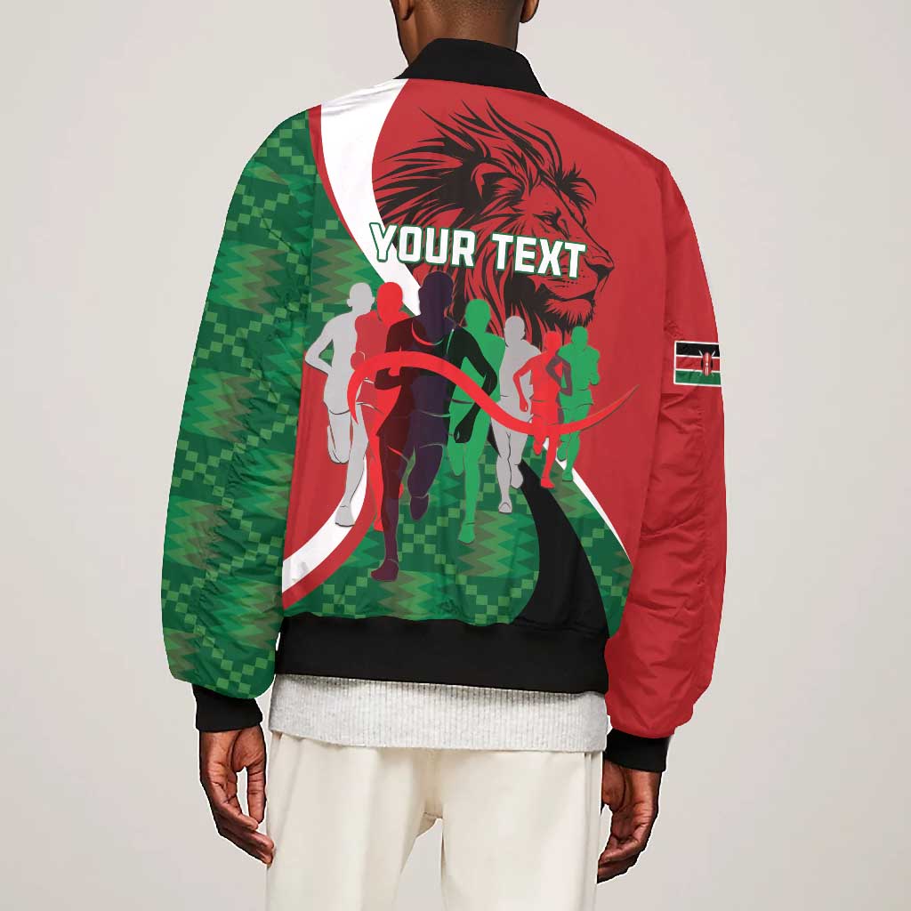 Personalised Athletics Kenya Bomber Jacket Kente Pattern