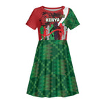 Personalised Athletics Kenya Kid Short Sleeve Dress Kente Pattern