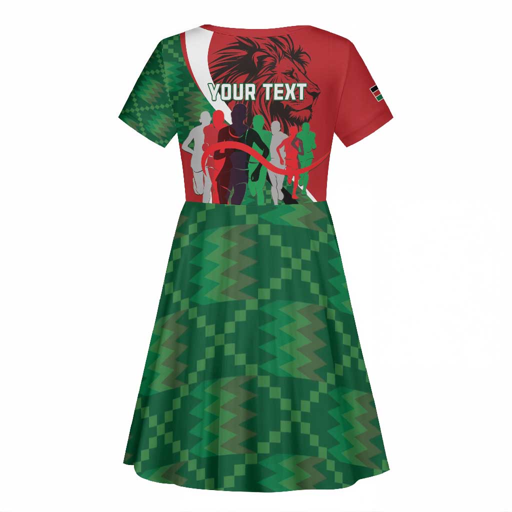 Personalised Athletics Kenya Kid Short Sleeve Dress Kente Pattern