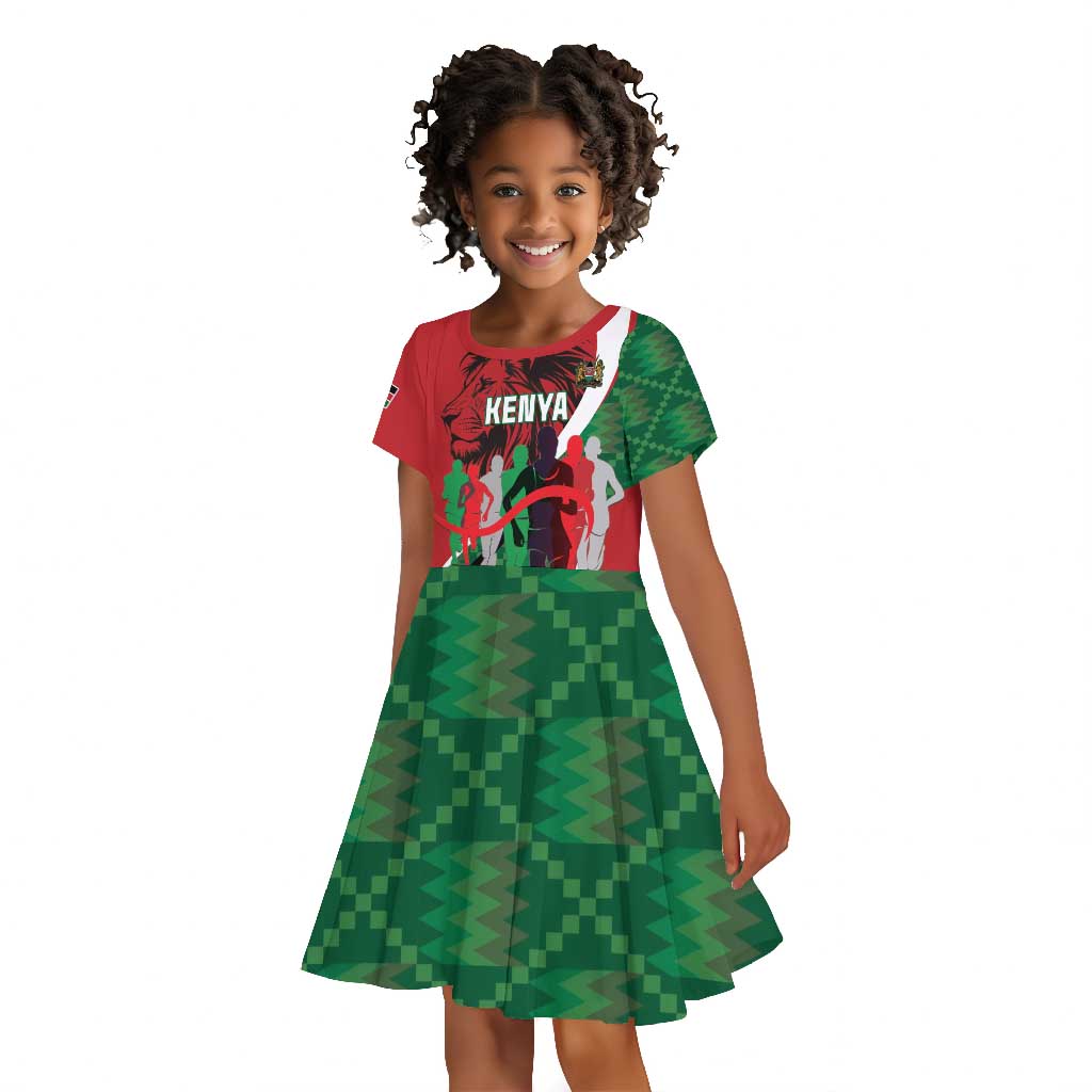 Personalised Athletics Kenya Kid Short Sleeve Dress Kente Pattern