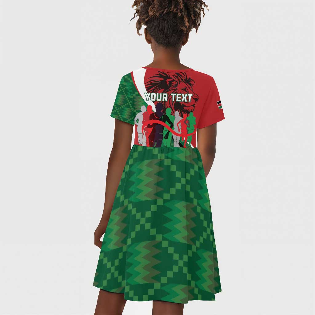 Personalised Athletics Kenya Kid Short Sleeve Dress Kente Pattern