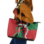 Personalised Athletics Kenya Leather Tote Bag Kente Pattern