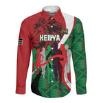 Personalised Athletics Kenya Long Sleeve Button Shirt Kente Pattern