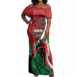 Personalised Athletics Kenya Off Shoulder Maxi Dress Kente Pattern