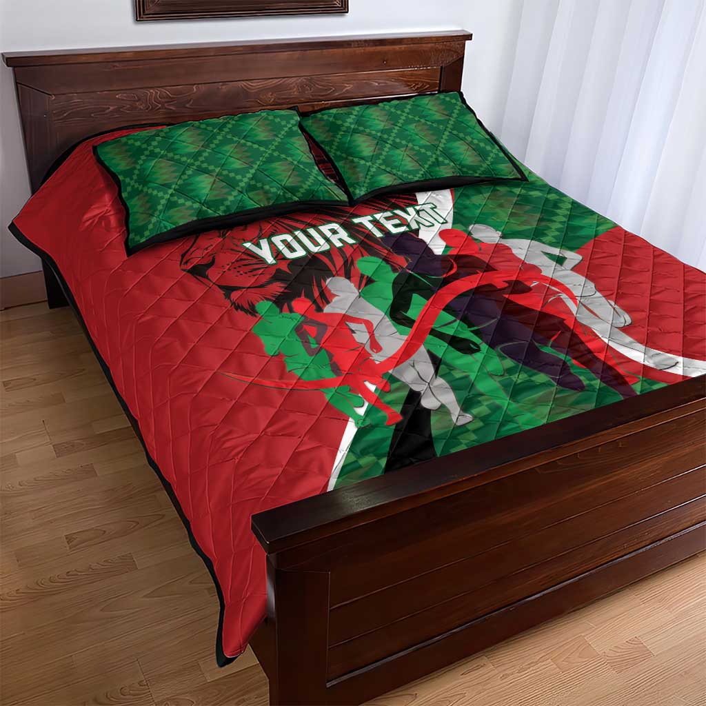 Personalised Athletics Kenya Quilt Bed Set Kente Pattern