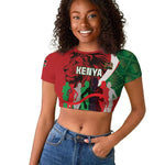 Personalised Athletics Kenya Raglan Cropped T shirt Kente Pattern
