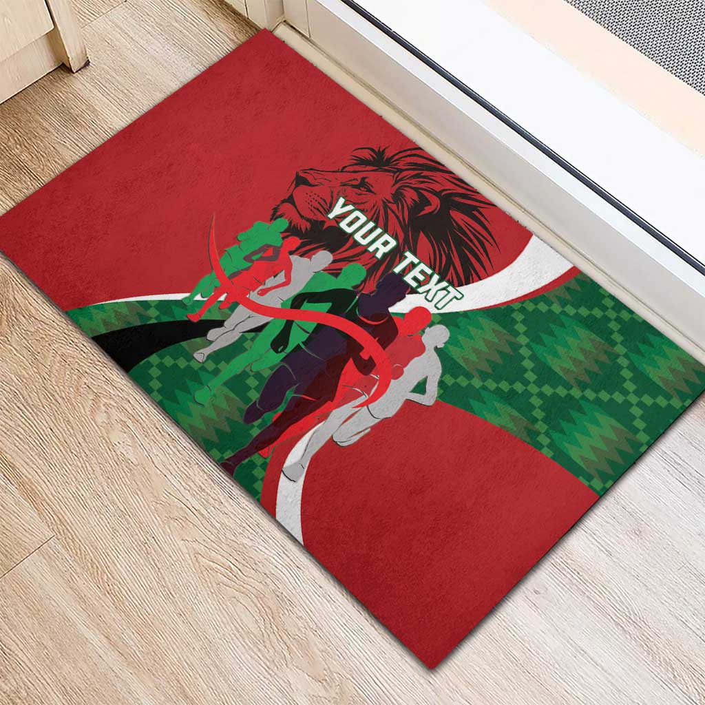 Personalised Athletics Kenya Rubber Doormat Kente Pattern