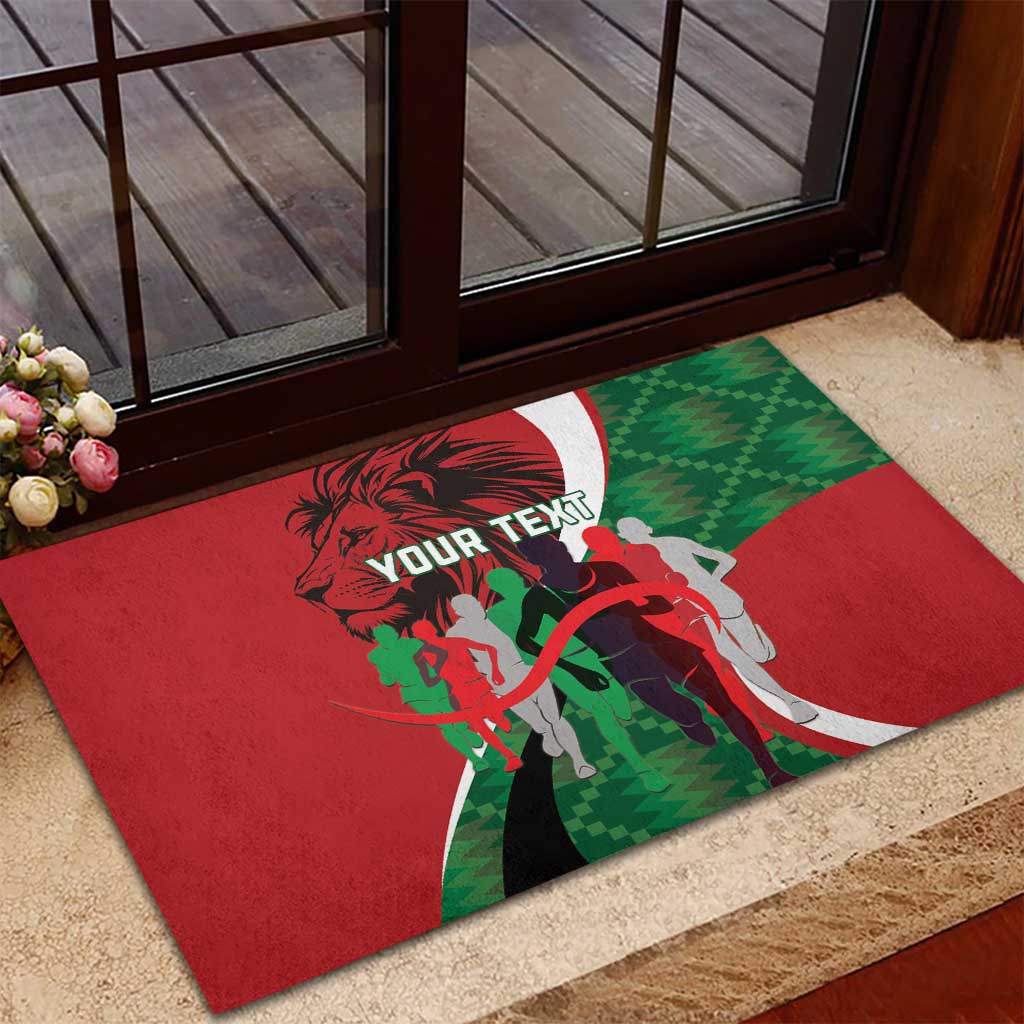 Personalised Athletics Kenya Rubber Doormat Kente Pattern