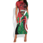 Personalised Athletics Kenya Short Sleeve Bodycon Dress Kente Pattern LT15