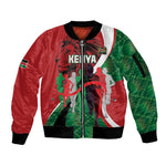 Personalised Athletics Kenya Sleeve Zip Bomber Jacket Kente Pattern
