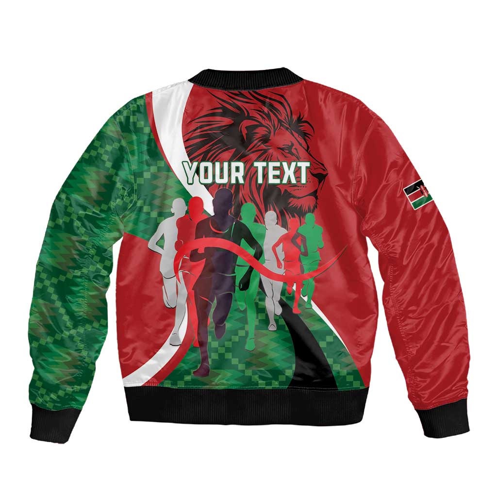 Personalised Athletics Kenya Sleeve Zip Bomber Jacket Kente Pattern