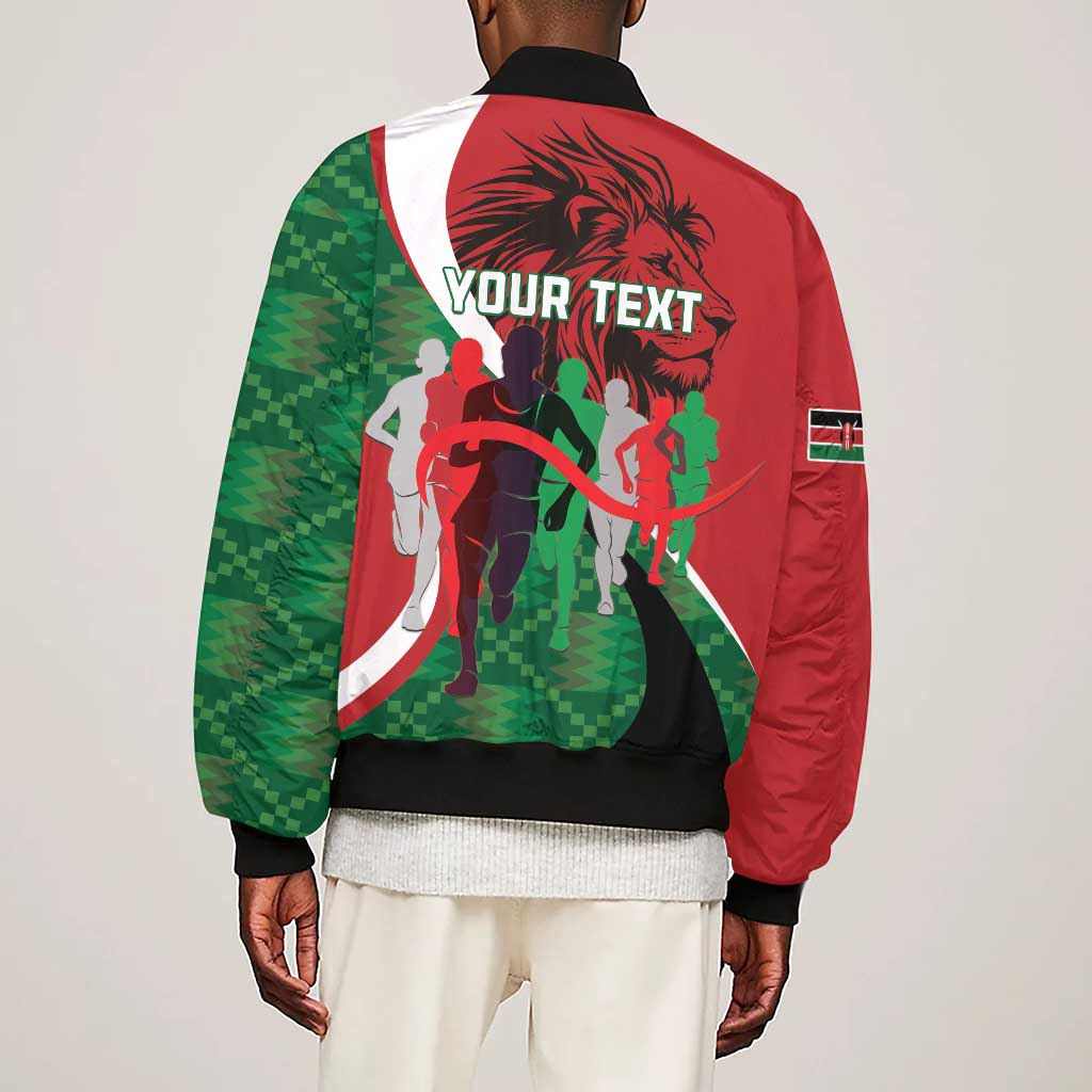 Personalised Athletics Kenya Sleeve Zip Bomber Jacket Kente Pattern