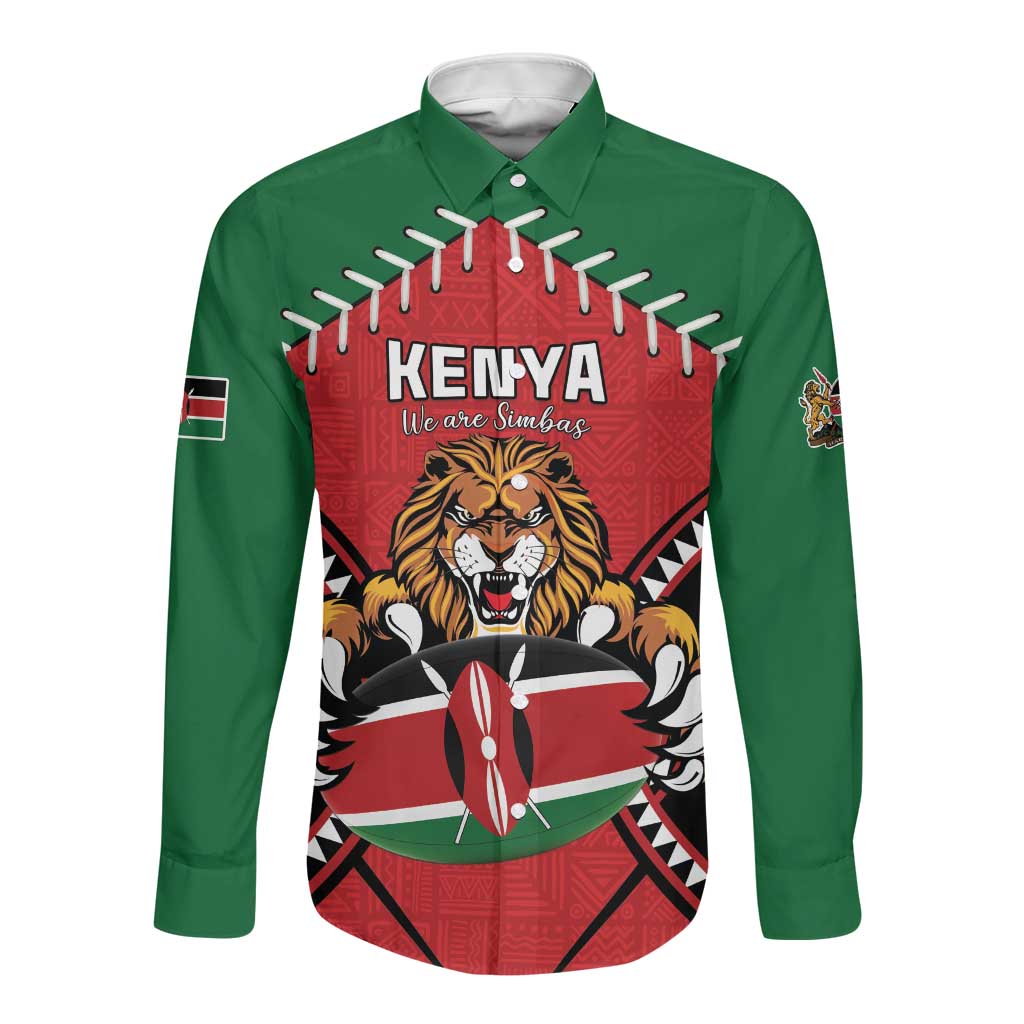 Custom Kenya Rugby Long Sleeve Button Shirt We Are Simbas