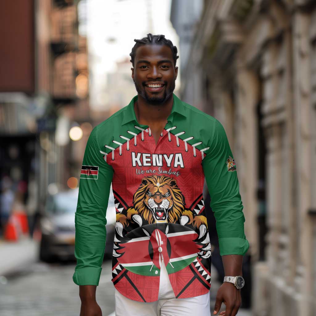 Custom Kenya Rugby Long Sleeve Button Shirt We Are Simbas